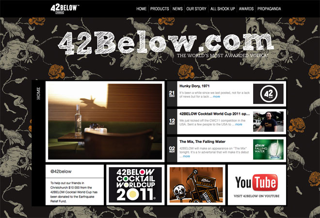 The 42below website is a funky design is built with WordPress
