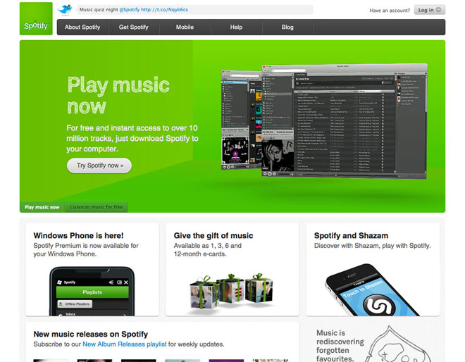 Spotify WordPress Design - Great Product Page Design