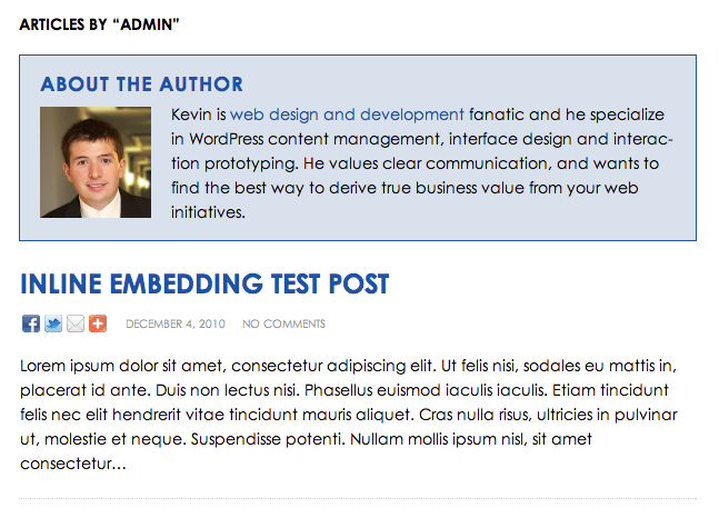 WordPress About The Author Box for author.php Theme Template