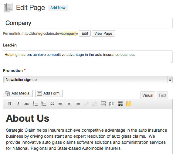 Page Extras WordPress Theme Meta Box