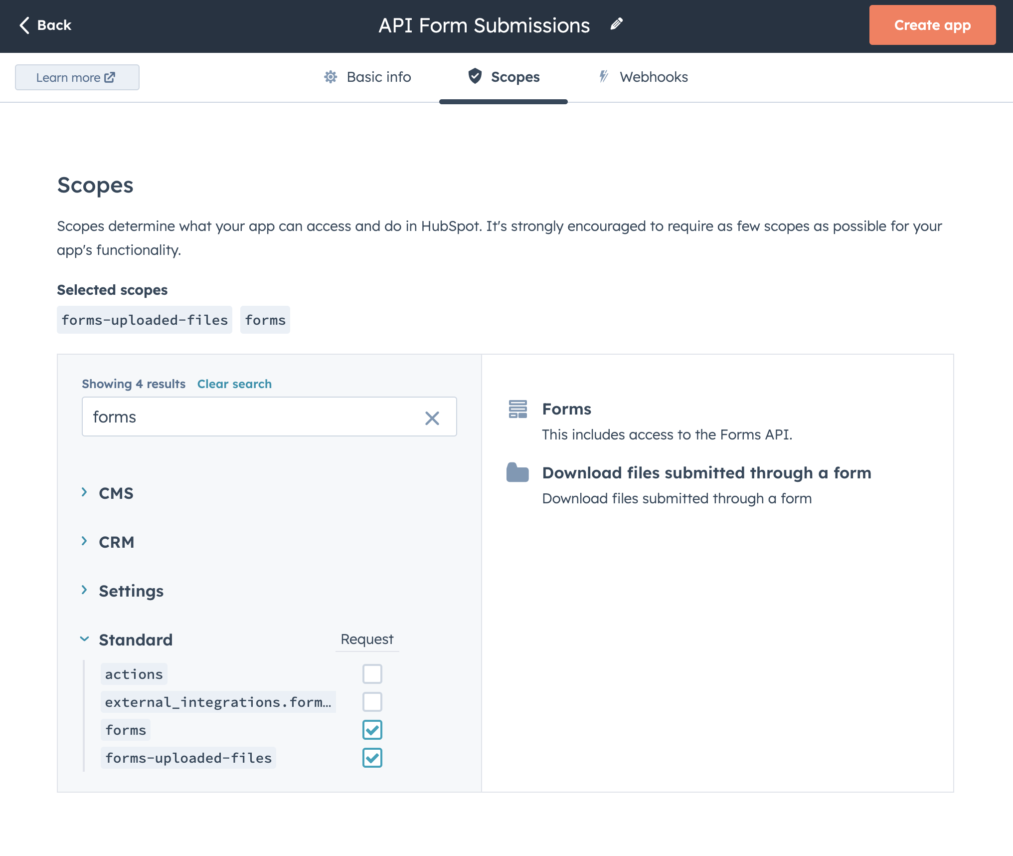 Private App Token for HubSpot Forms API