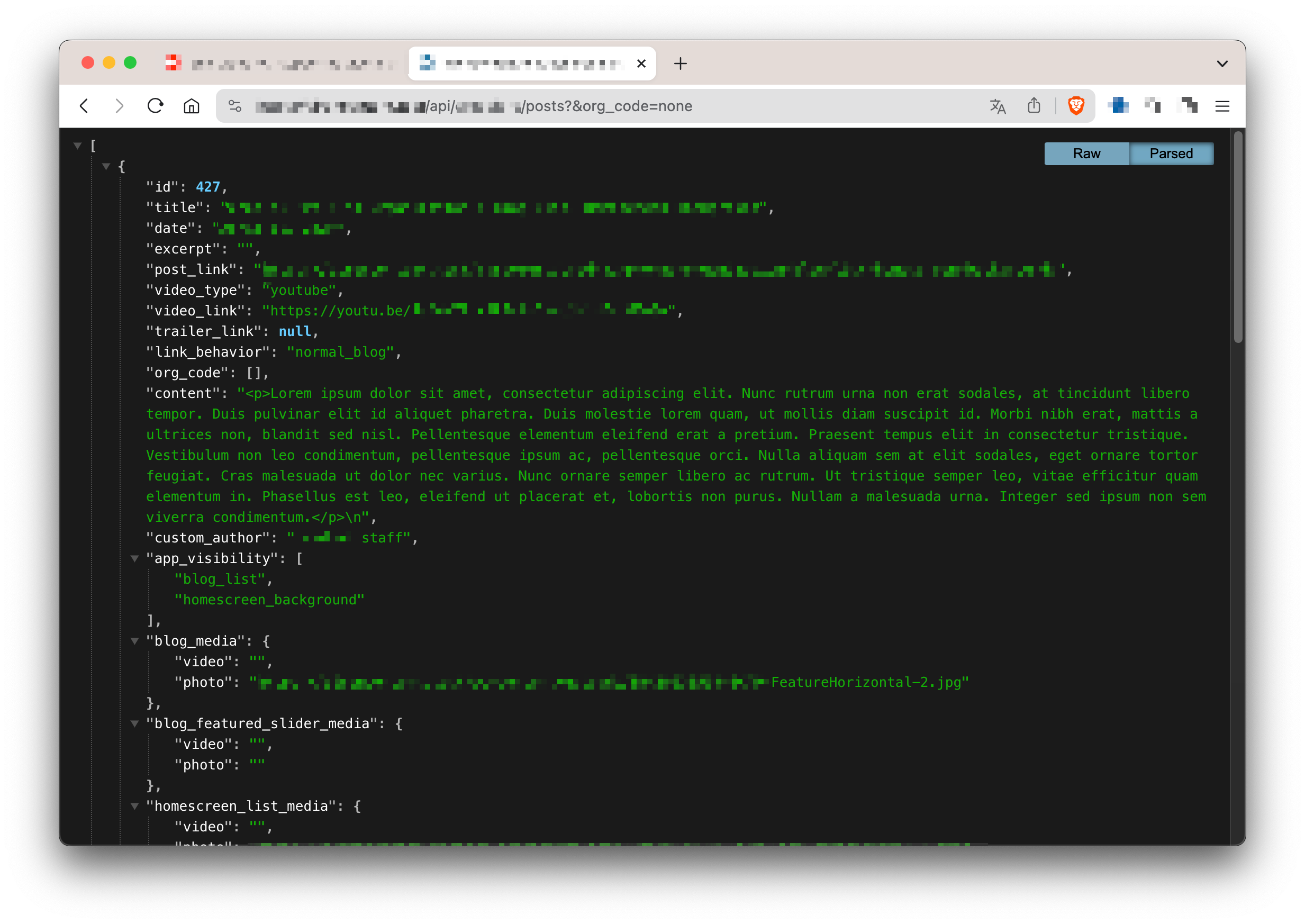 WordPress Custom Code JSON API Example