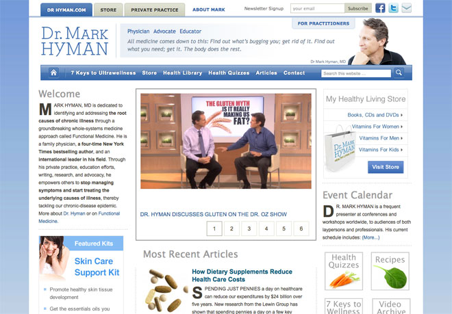 Dr. Hyman Community & Health Information Website driven by WordPress