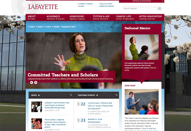 Lafayette College uses WordPress to power their higher education website