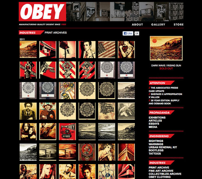 Obey Giant - Showcase of Shepard Fairey Artwork driven by WordPress