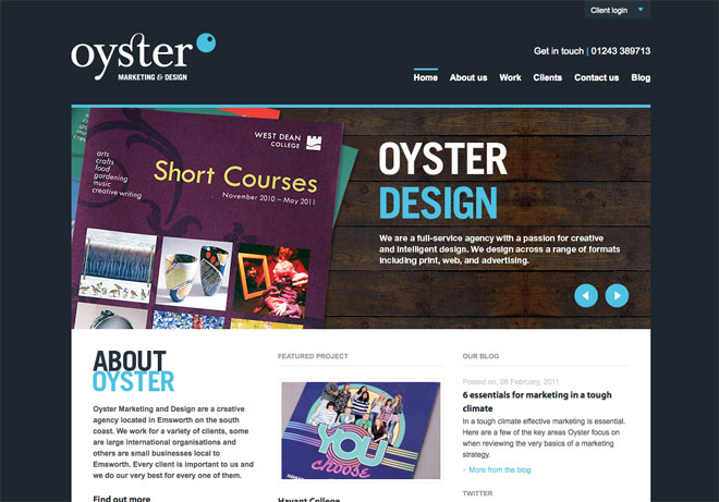 Oyster Design, Web and Graphic Design develops their website with WordPress