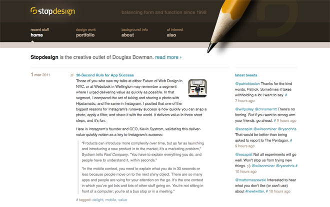 Douglas Bowman, Google Web Designer chooses WordPress to power his popular portfolio and blog