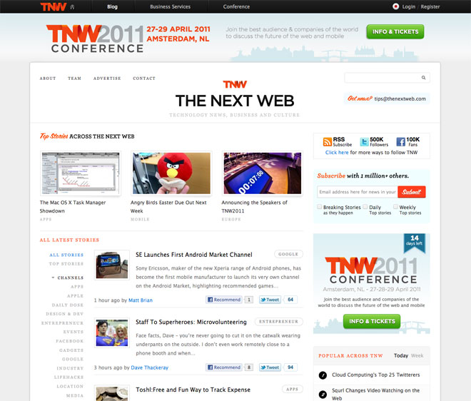 The Next Web powers their online news network with WordPress